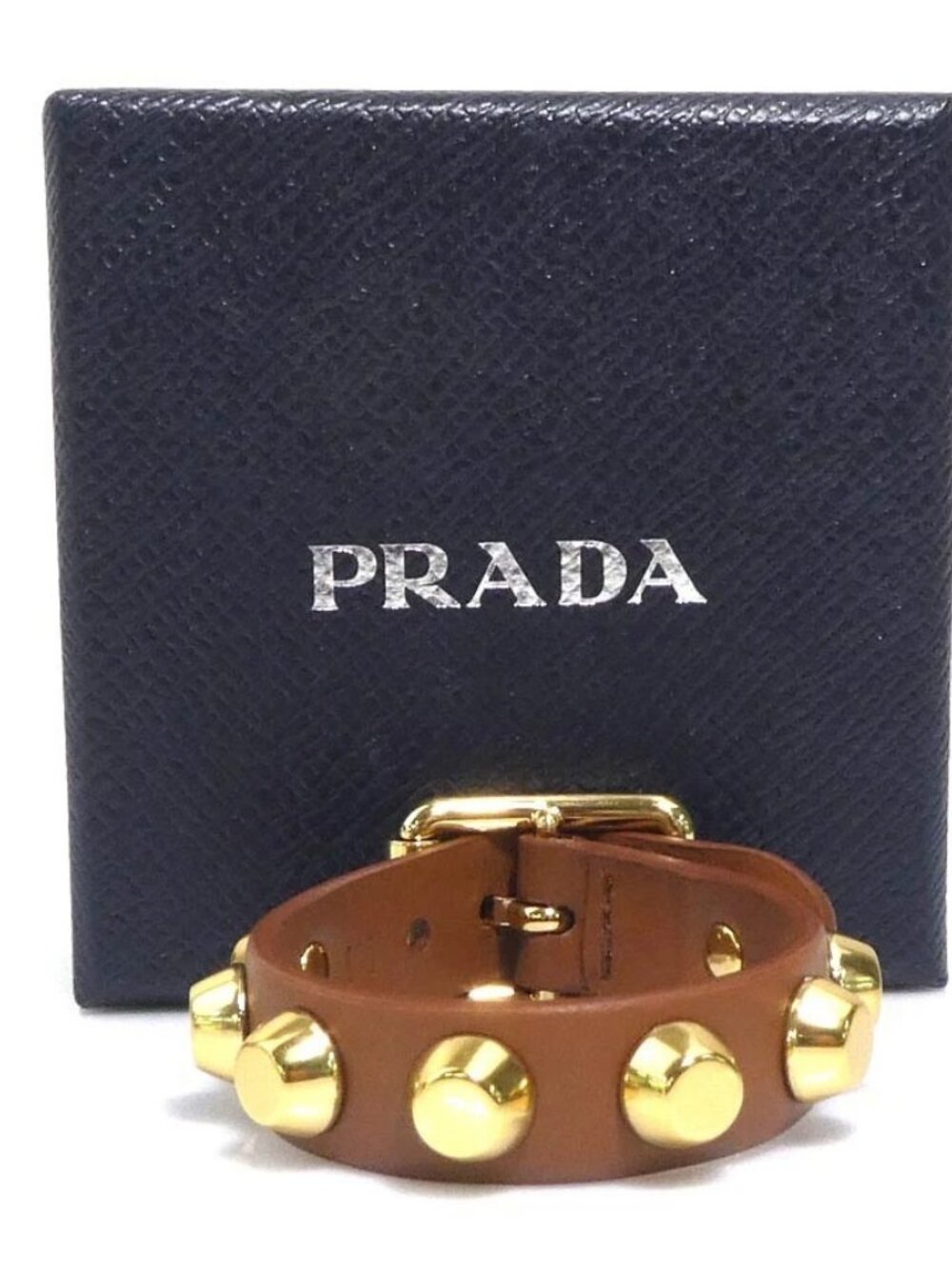 PRADA Bracelet Brown/Gold Leather/Metal